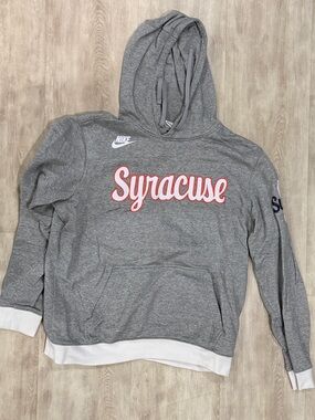 Nike Grey Hoodie with White and Orange Script